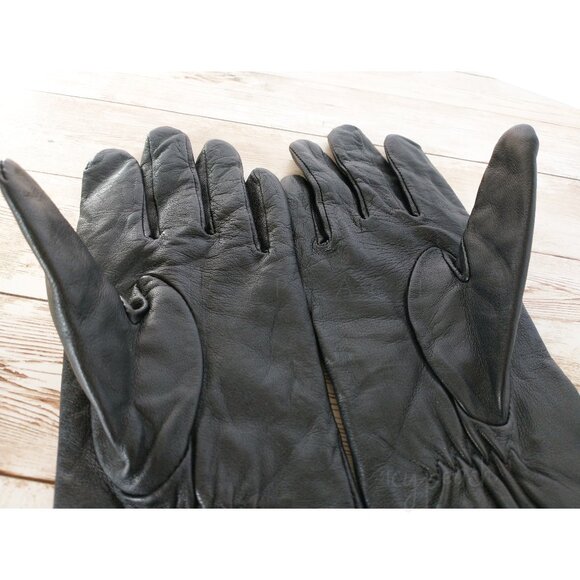 Thinsulate Leather Gloves Size Small Black Vtg 90s Y2K Lined Sheepskin Classic - Picture 2 of 11